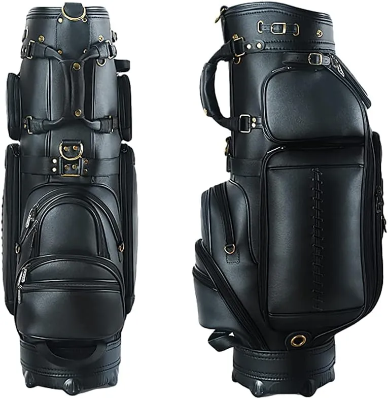 Golf Cart Bag for Men Multifunction Cowhide Golf Club Organizer Waterproof & Wear-Resistant Golf Bag Everyday Carry Golf Stand Bag Vision