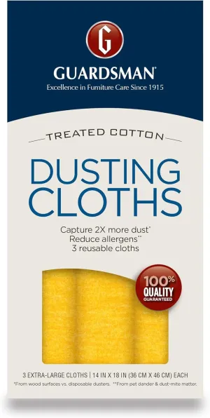 Guardsman Wood Furniture Dusting Cloths, 3 Pre-Treated Cloths, Captures 2x The Dust of a Regular Cloth, No Sprays or Odors 462800