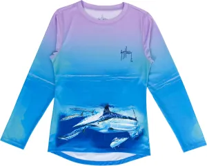 Guy Harvey Girl's Long Sleeve Performance Shirt with 30  UPF Sun Protection