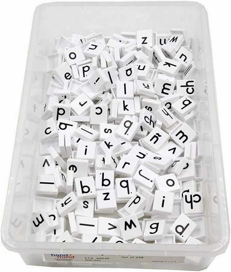 hand2mind Plastic Lowercase Alphabet Letter Tiles, Plastic Letters for Kids, Phonics Manipulatives, Science of Reading Alphabet Letters, Letter Tiles for Phonics and Spelling, Letters for Classroom