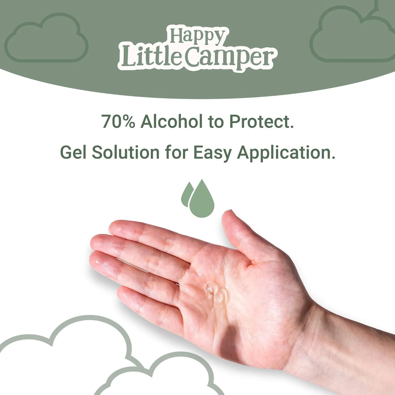 Happy Little Camper Hand Sanitizer with Lemon Zest Scent - Moisturizing Gel with Vitamin E & Antimicrobial Formula- Contains 70% Ethyl Alcohol - Travel Size, Made in USA - 3x 8oz bottles