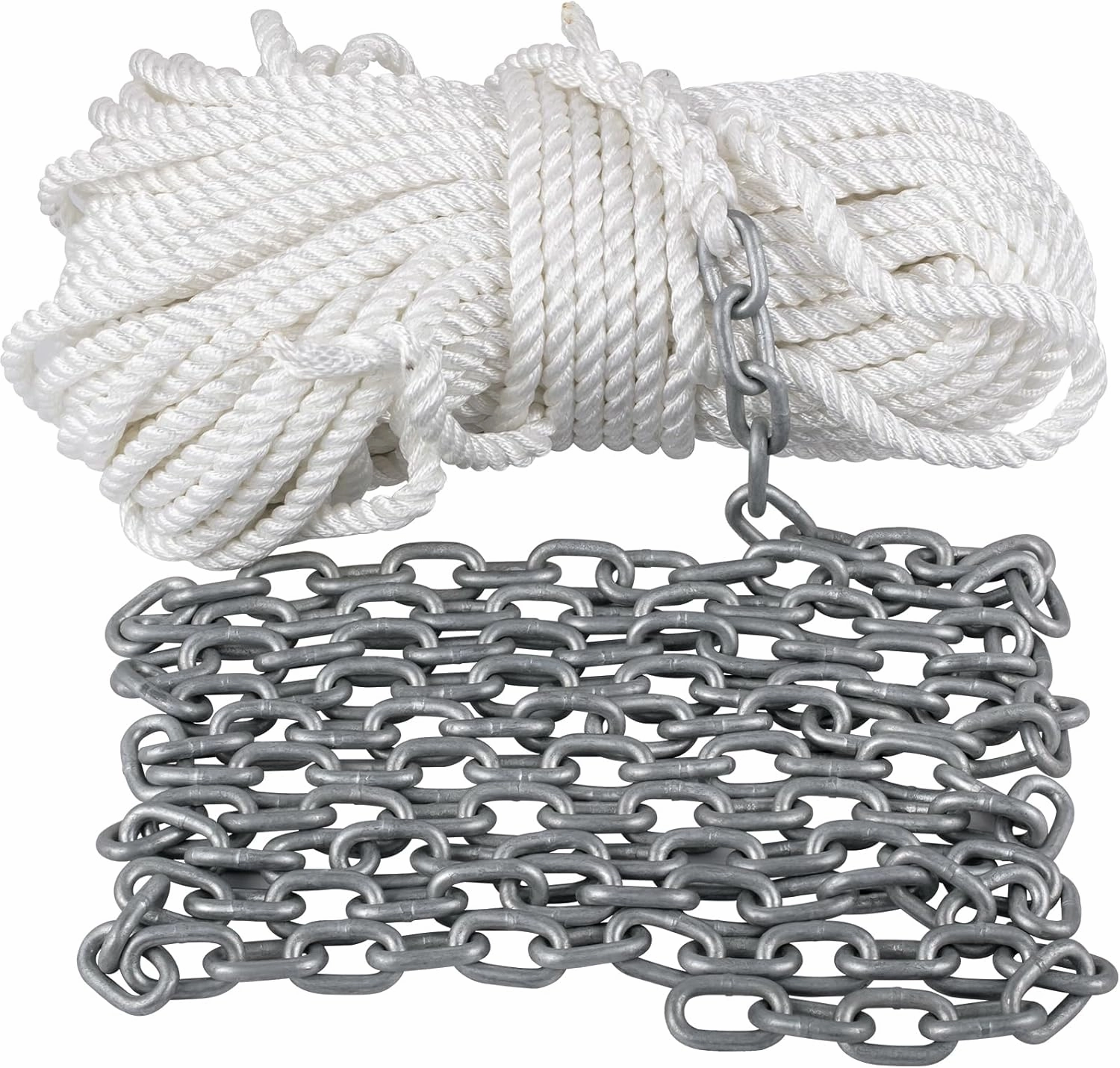 Happybuy Boat Anchor Chain 5/16" x 15' Galvanized Chain with 1/2" x 200' Nylon Rope