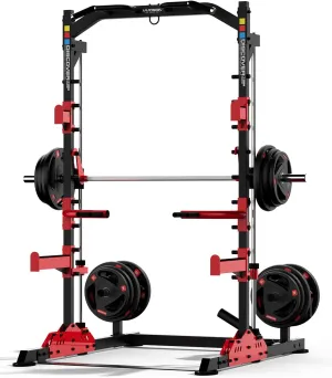 HARISON Squat Rack for Home Gym, Multifunction Power Cage with Pull-Up Bar, Home Gym with Weight Plate Storage and Barbell Holder