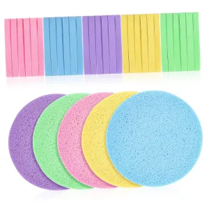 Healifty 120pcs Compressed Facial Sponges for Cleansing Exfoliating and Makeup Removal Versatile Cosmetic Sponges Pink Yellow Green for Daily Use