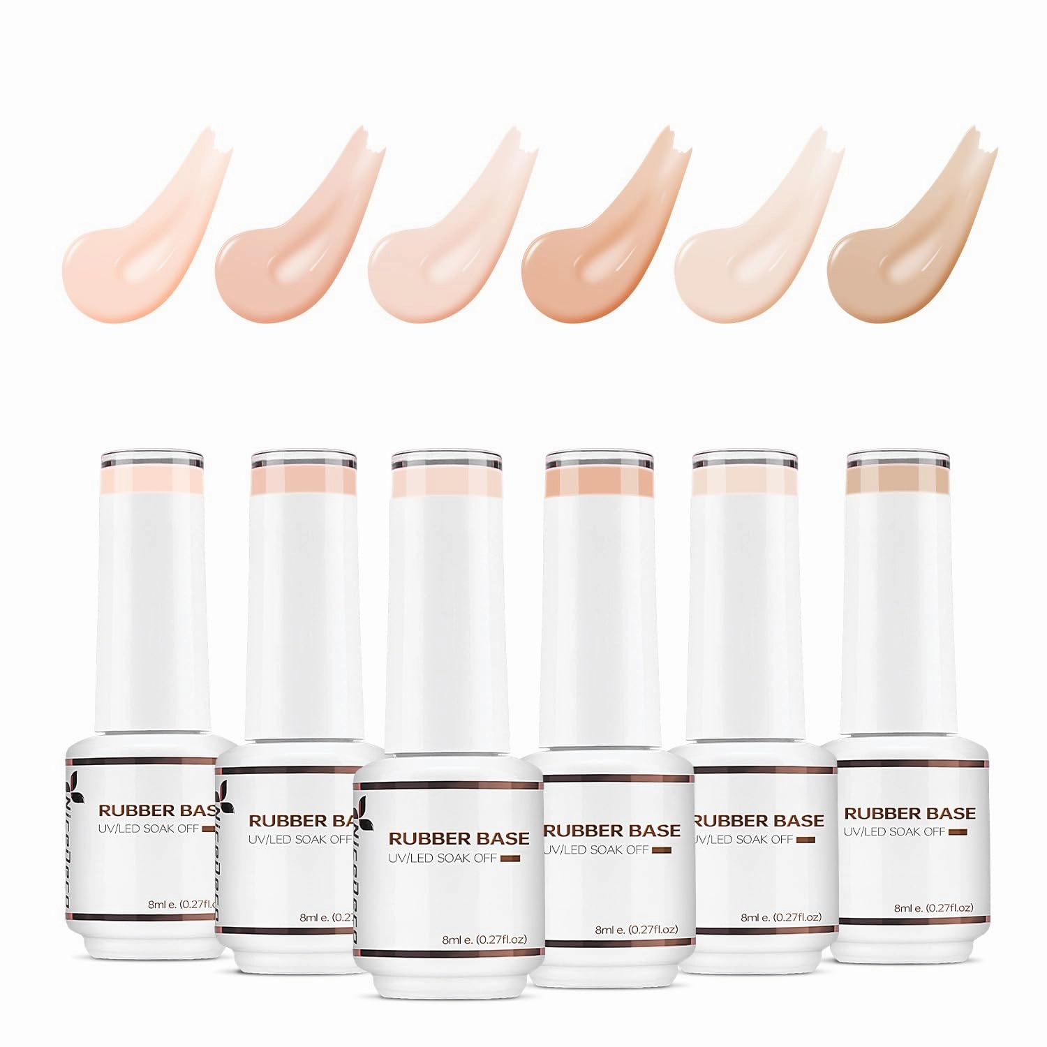 Hema Free Rubber Base Gel Polish for Nails Cruelty Free Vegan 6 Pcs Rubber Gel Nail Strengthener Nude Pink Nail Gel Polish Set 34
