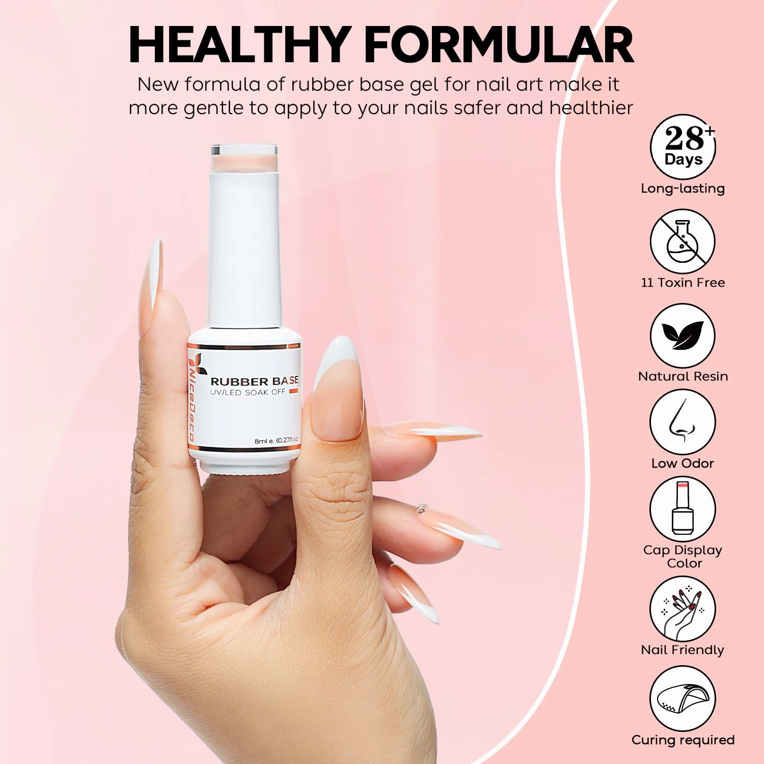 Hema Free Rubber Base Gel Polish for Nails Cruelty Free Vegan 6 Pcs Rubber Gel Nail Strengthener Nude Pink Nail Gel Polish Set 34