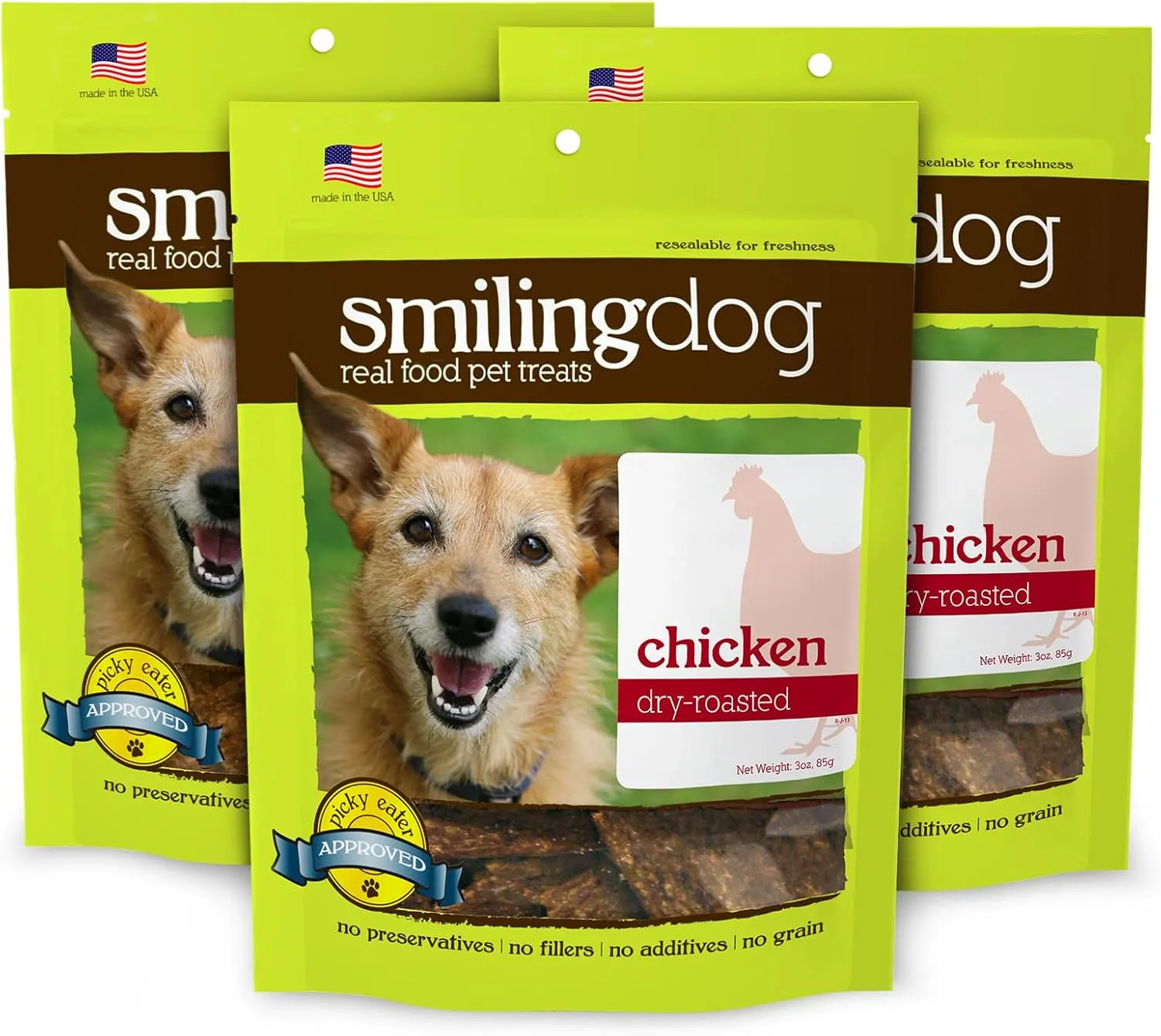 Herbsmith Smiling Dog Treats – Dry Roasted Chicken – That’s 100% it – Bundle of 3