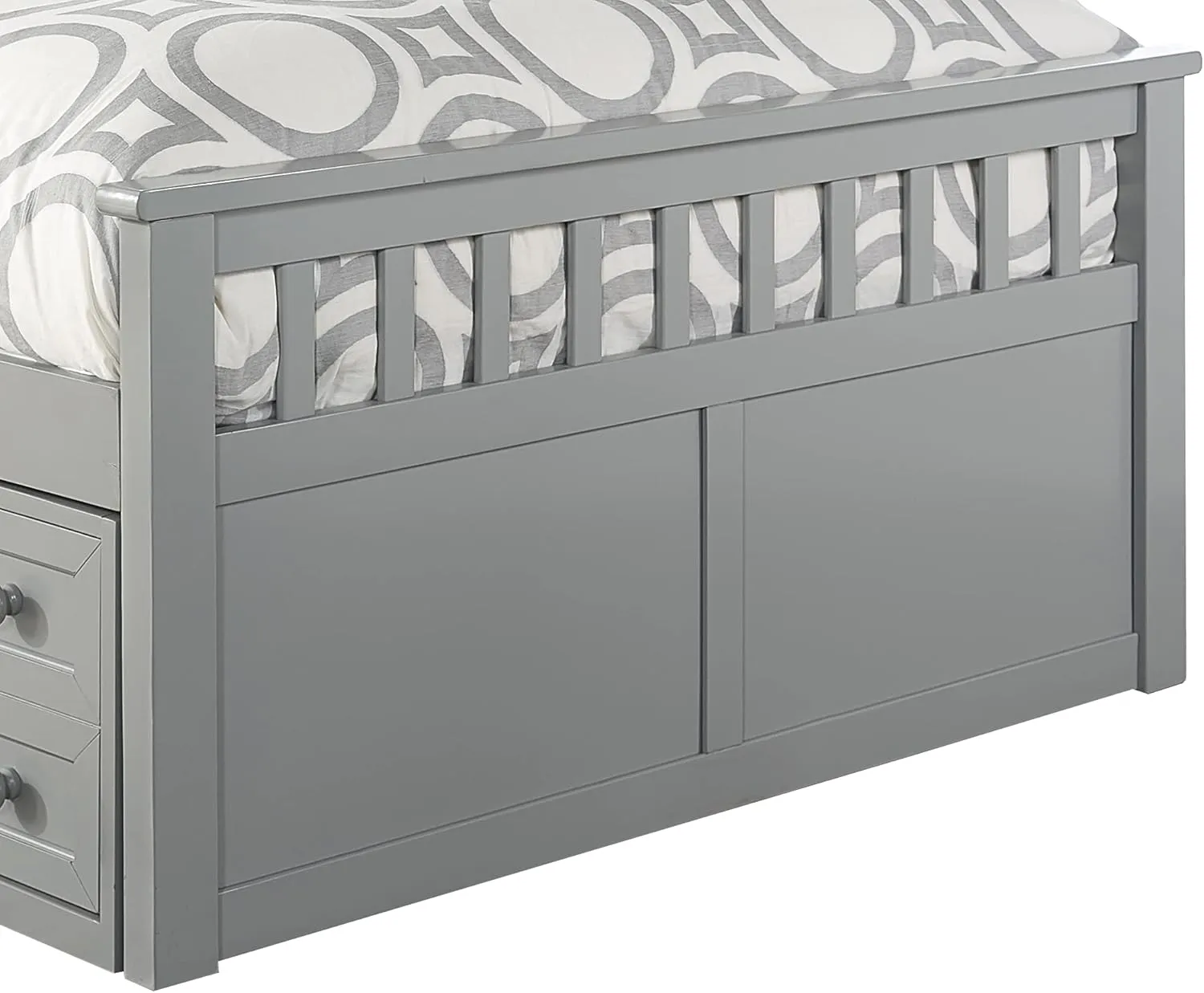 Hillsdale Kids and Teen Schoolhouse 4.0 Charlie Wood Full Captain's Bed with One Storage Unit, Gray