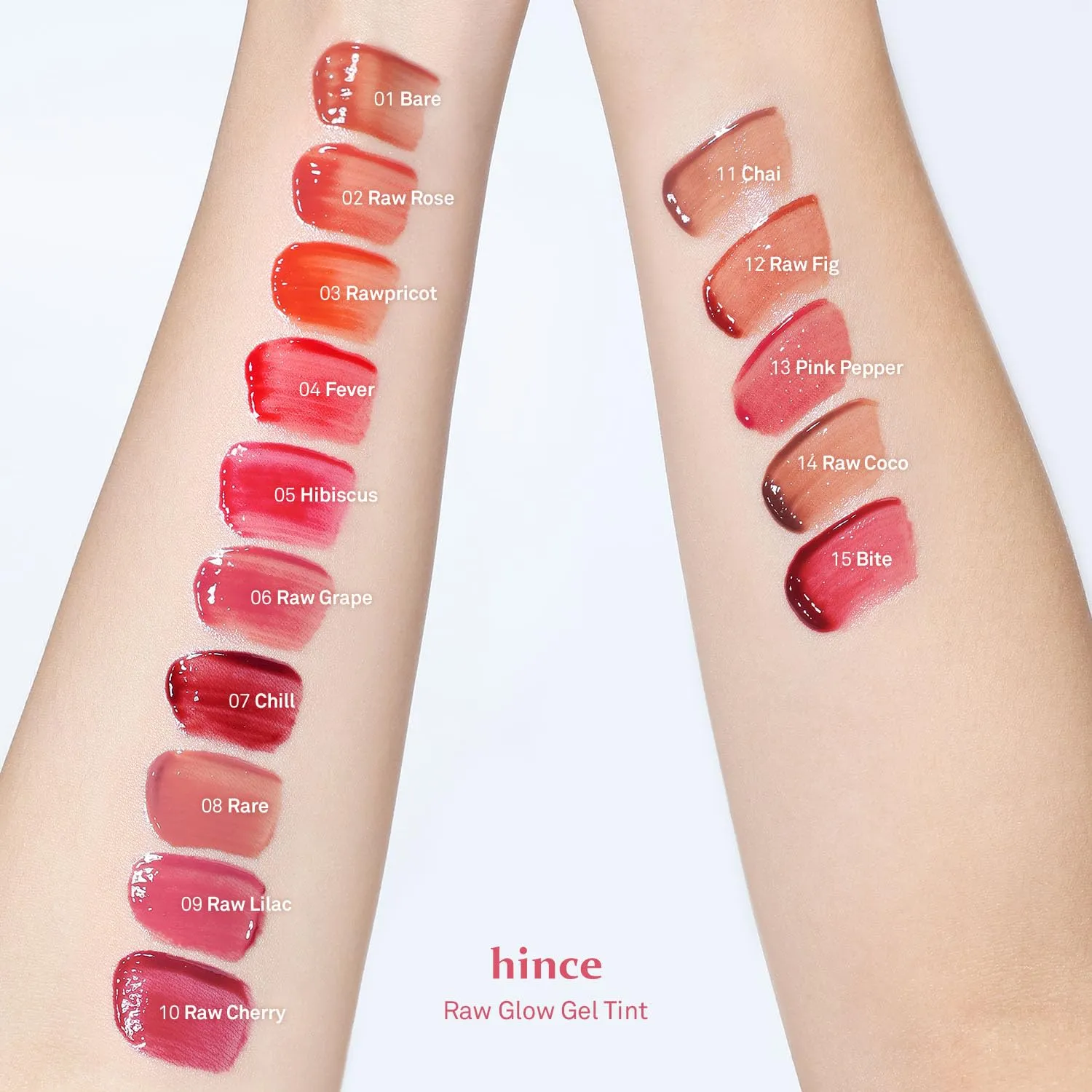 HINCE Raw Glow Gel Tint - Glossy Dewy Lip Tint, Non-Sticky & Long Wearing Lip Gloss for Natural Glass Glow, Moisturizing Liquid Lipstick, Vegan, 0.13 fl.oz. (HIBISCUS, 05)