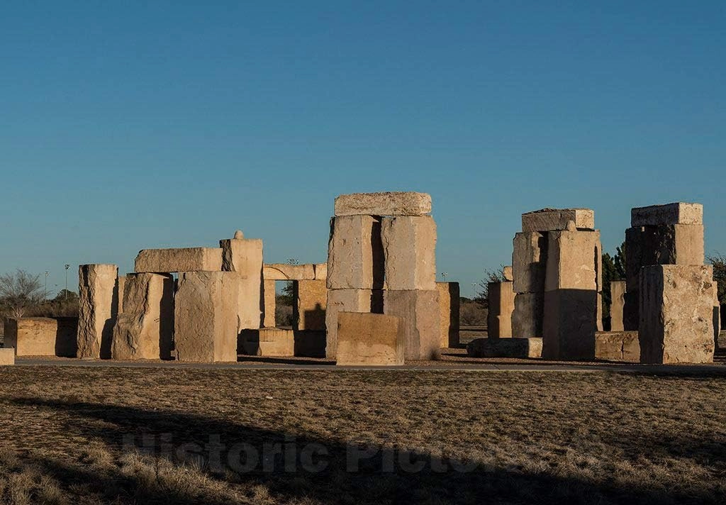 Historic Pictoric Photo - Stonehenge Replica on The Campus of The University of Texas of The Permian Basin, Odessa, Texas- Fine Art Photo Reporduction 24in x 16in