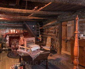 Historic Pictoric Photo - View Inside The Pickard Cabin at Log Cabin Village, a Living-History Museum Complex in Fort Worth, Texas, Owned and Operated by The City of Fort Worth 20in x 16in