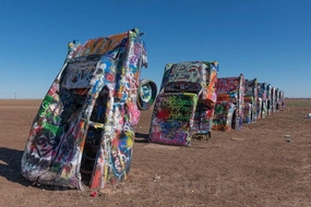 Historic Pictoric Photo- Robert Griffin is no Spray-Painting Vandal. Like Thousands of Other Visitors to The Cadillac Ranch Along Old U.S 1 Fine Art Photo Reproduction 24in x 16in