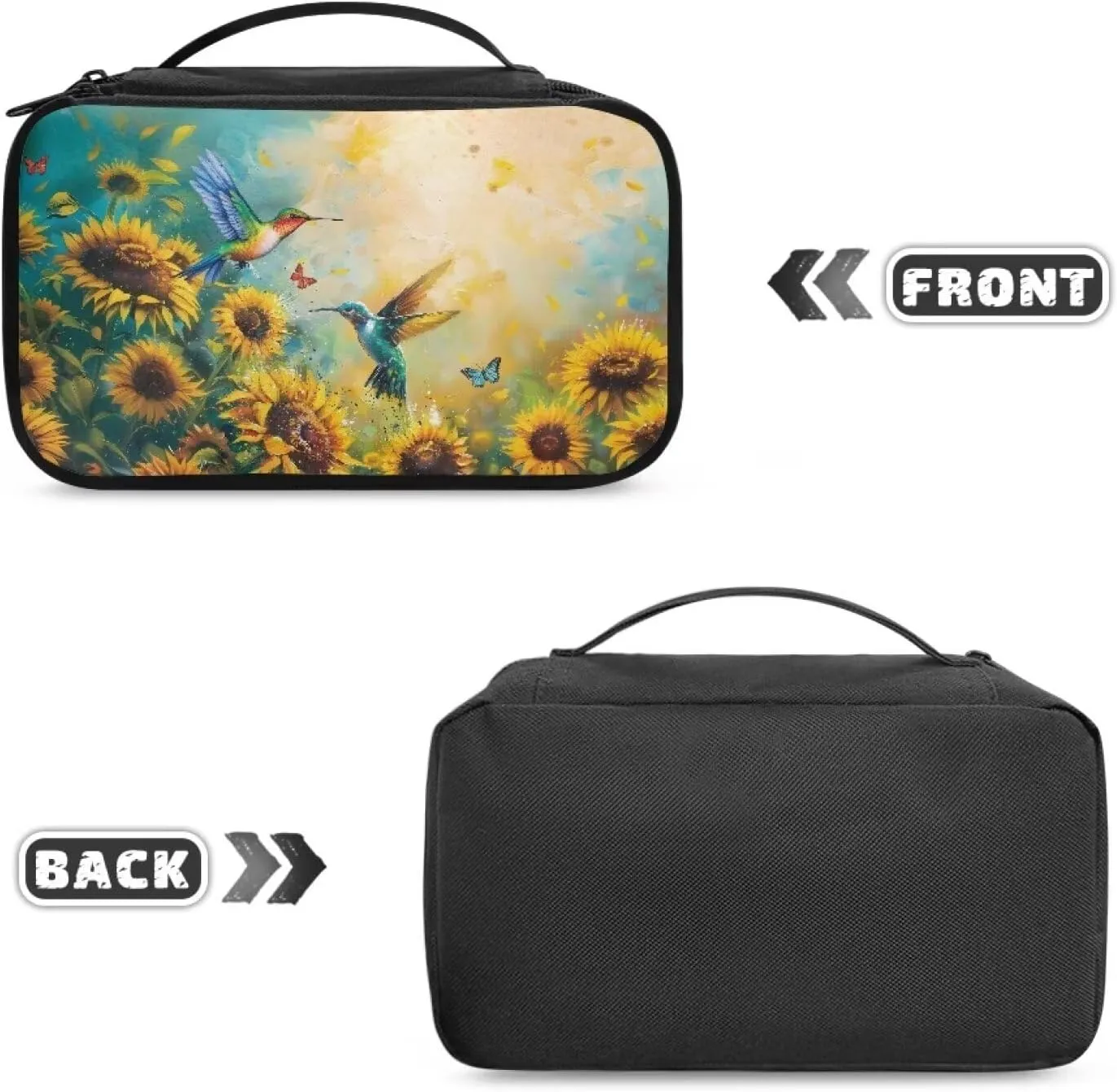 Hummingbird Sunflower Makeup Bag for Women Travel Cosmetic Bag Travel Makeup Bag Organizer Cosmetic Bag Wear-resistant Cosmetic Train Case Space To Storage Your Cosmetics