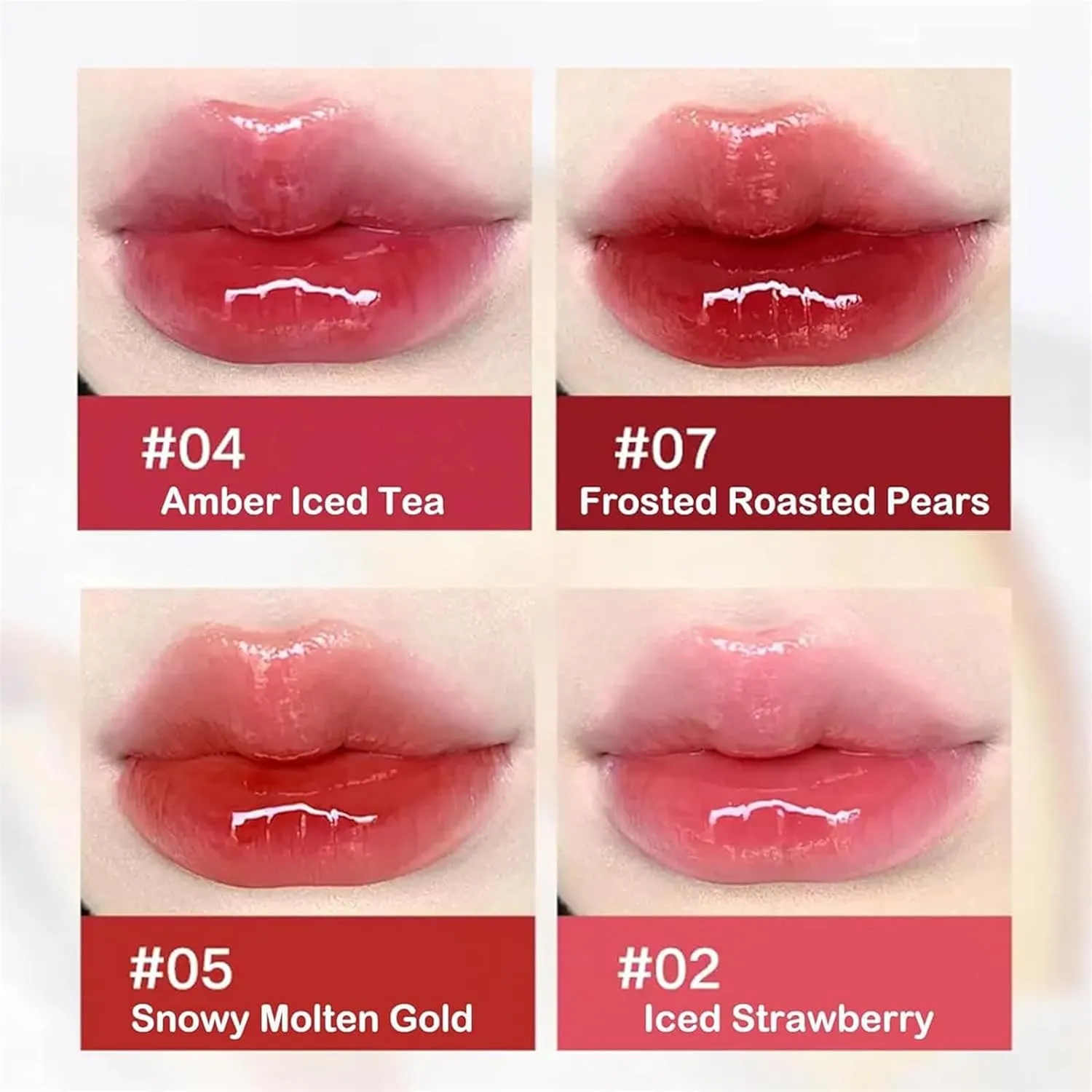 Ice Watery Lip Gloss - Iced Tea Mirror Jelly Light Glaze, Glasting Water Gloss, Tinted Hydrating Lip Gloss With Metal Applicator (#07)
