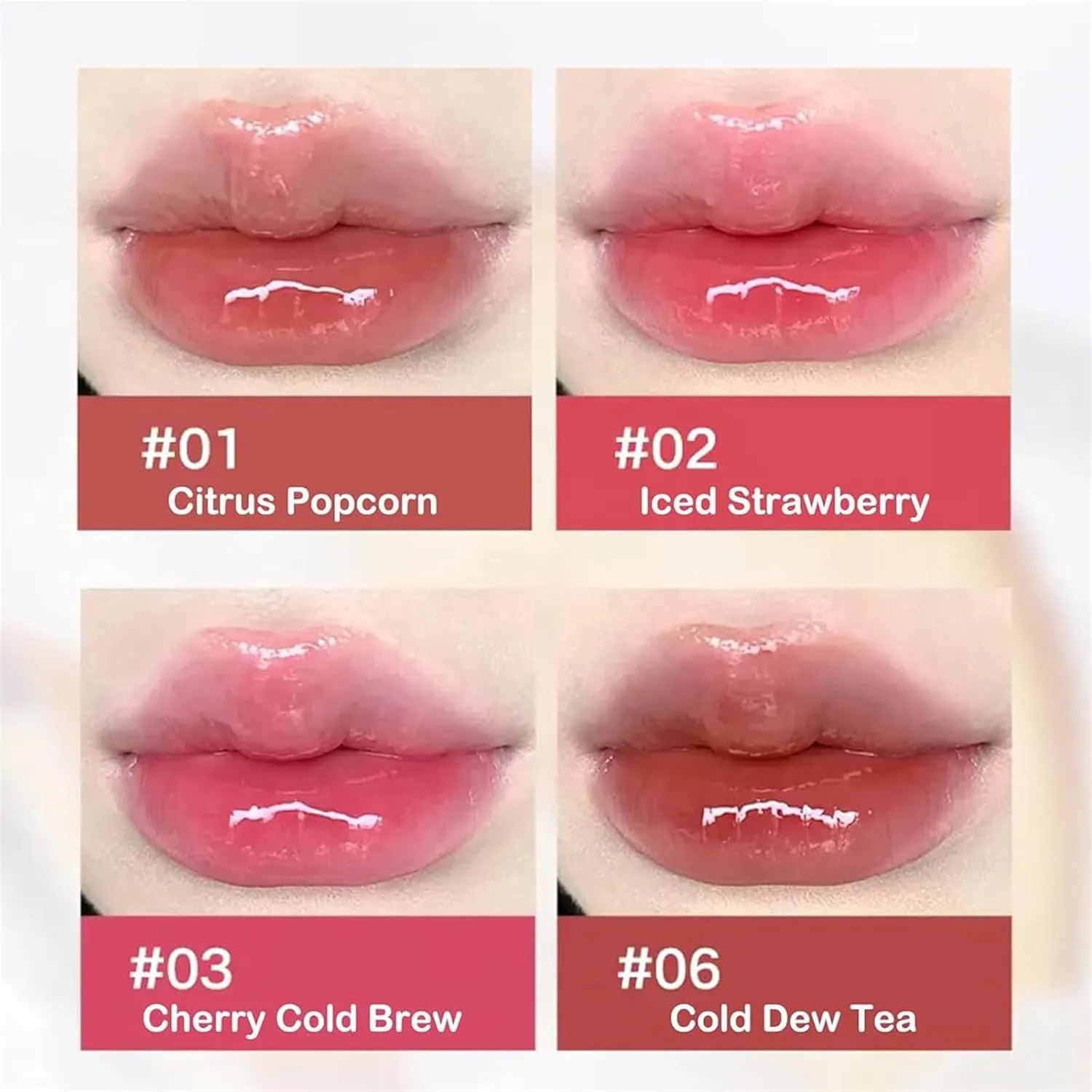 Ice Watery Lip Gloss - Iced Tea Mirror Jelly Light Glaze, Glasting Water Gloss, Tinted Hydrating Lip Gloss With Metal Applicator (#07)