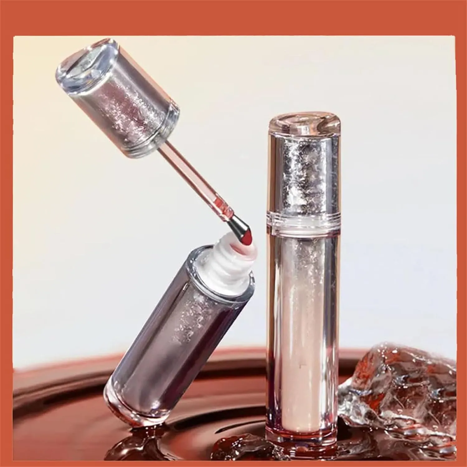 Ice Watery Lip Gloss - Iced Tea Mirror Jelly Light Glaze, Glasting Water Gloss, Tinted Hydrating Lip Gloss With Metal Applicator (#07)