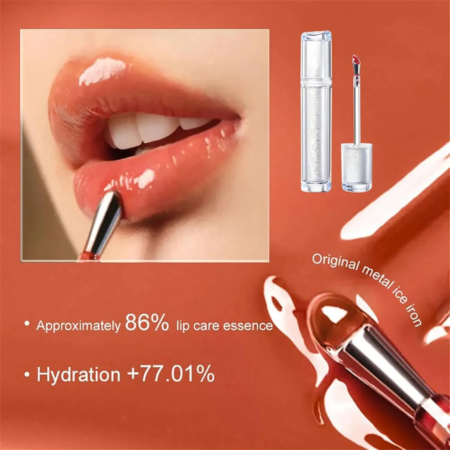 Ice Watery Lip Gloss - Iced Tea Mirror Jelly Light Glaze, Glasting Water Gloss, Tinted Hydrating Lip Gloss With Metal Applicator (#07)