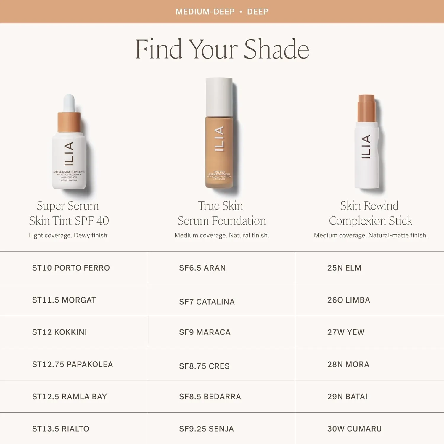 ILIA - True Skin Serum Foundation | Non-comedogenic, Cruelty-Free, Vegan, Weightless Feel, Buildable Coverage, Safe For Sensitive Skin (Maraca SF9)