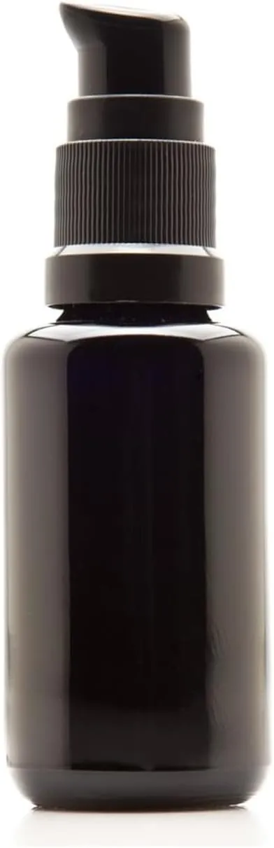 Infinity Jars Ultraviolet Glass Push Pump Bottle 30 Ml (1 fl oz) Refillable Containers for Lotion Homemade Cosmetics Make-up Skin Care Cream, Lotion, Shampoo, Conditioner Dispenser Bottles