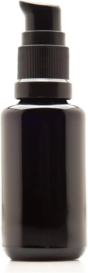 Infinity Jars Ultraviolet Glass Push Pump Bottle 30 Ml (1 fl oz) Refillable Containers for Lotion Homemade Cosmetics Make-up Skin Care Cream, Lotion, Shampoo, Conditioner Dispenser Bottles