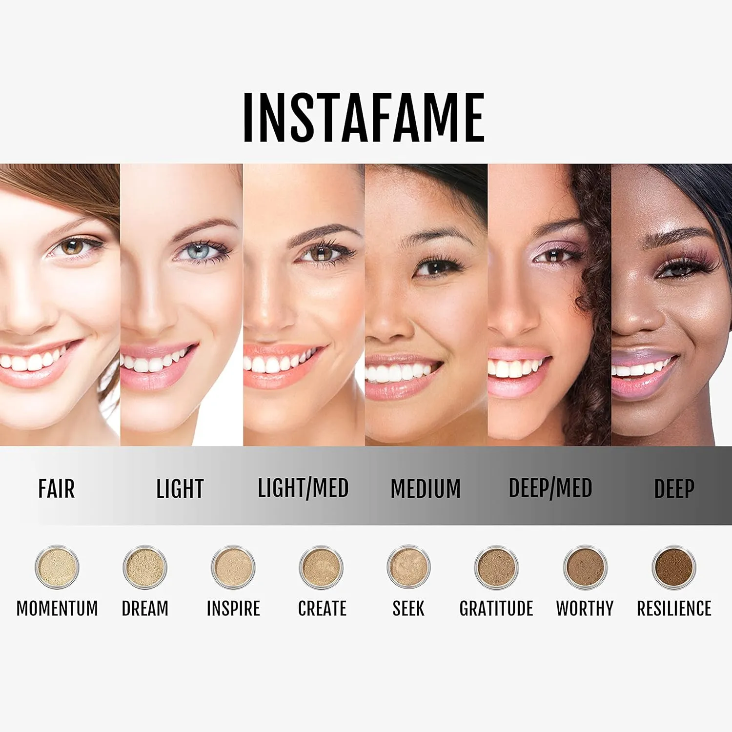 InstaFame Loose Mineral Foundation Powder, Full Coverage Matte With Natural SPF for Sensitive Skin, Create