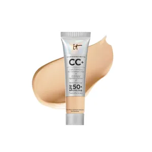 IT Cosmetics CC  Cream Travel - Full-Coverage Foundation With SPF 50, Color Corrector & Anti-Aging Serum, Formulated With Niacinamide & Hyaluronic Acid, Natural Finish, For All Skin Types, 0.4 fl oz