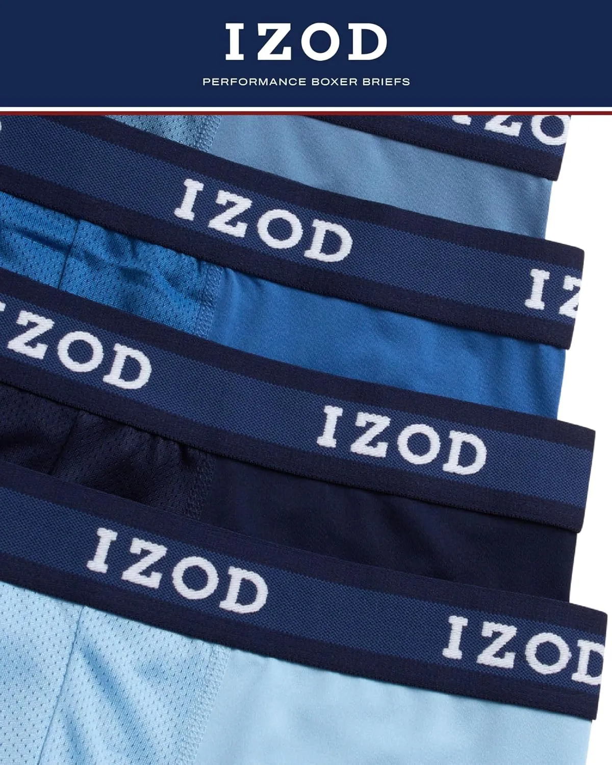 IZOD Mens Boxer Briefs - 5 Pack Performance Stretch Underwear Long Leg Boxers with Contour Pouch (Sizes: S-XL)