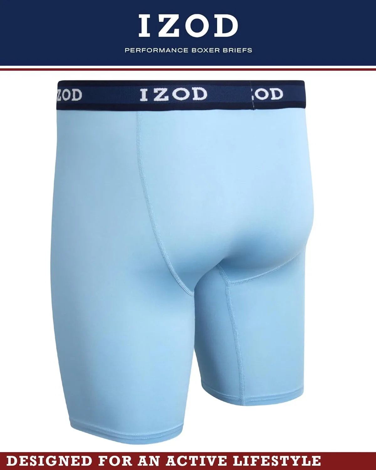 IZOD Mens Boxer Briefs - 5 Pack Performance Stretch Underwear Long Leg Boxers with Contour Pouch (Sizes: S-XL)