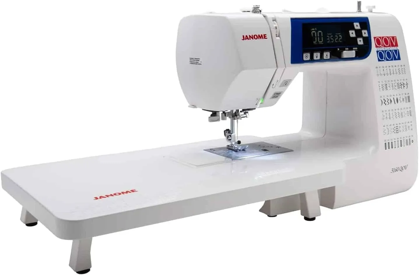 Janome 3160QOV Quilts of Valor Full-Size Quilting Sewing Machine with 60 Built-In Stitches, 6 One-Step Buttonholes, and Backlit LCD Screen (White)