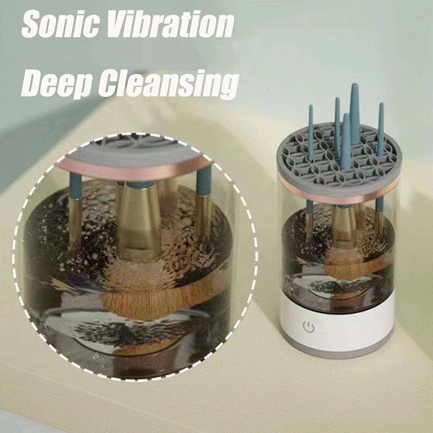 Jfxgjuv Beauty Swirl Cosmetic Brush Cleaner, The Cozy Luna Brush Cleaner, Beautyswirl - Cosmetic Brush Cleaner, Automatic Spinning Makeup Brush Cleaner Machine Deep Cleaning (White White,One Size)