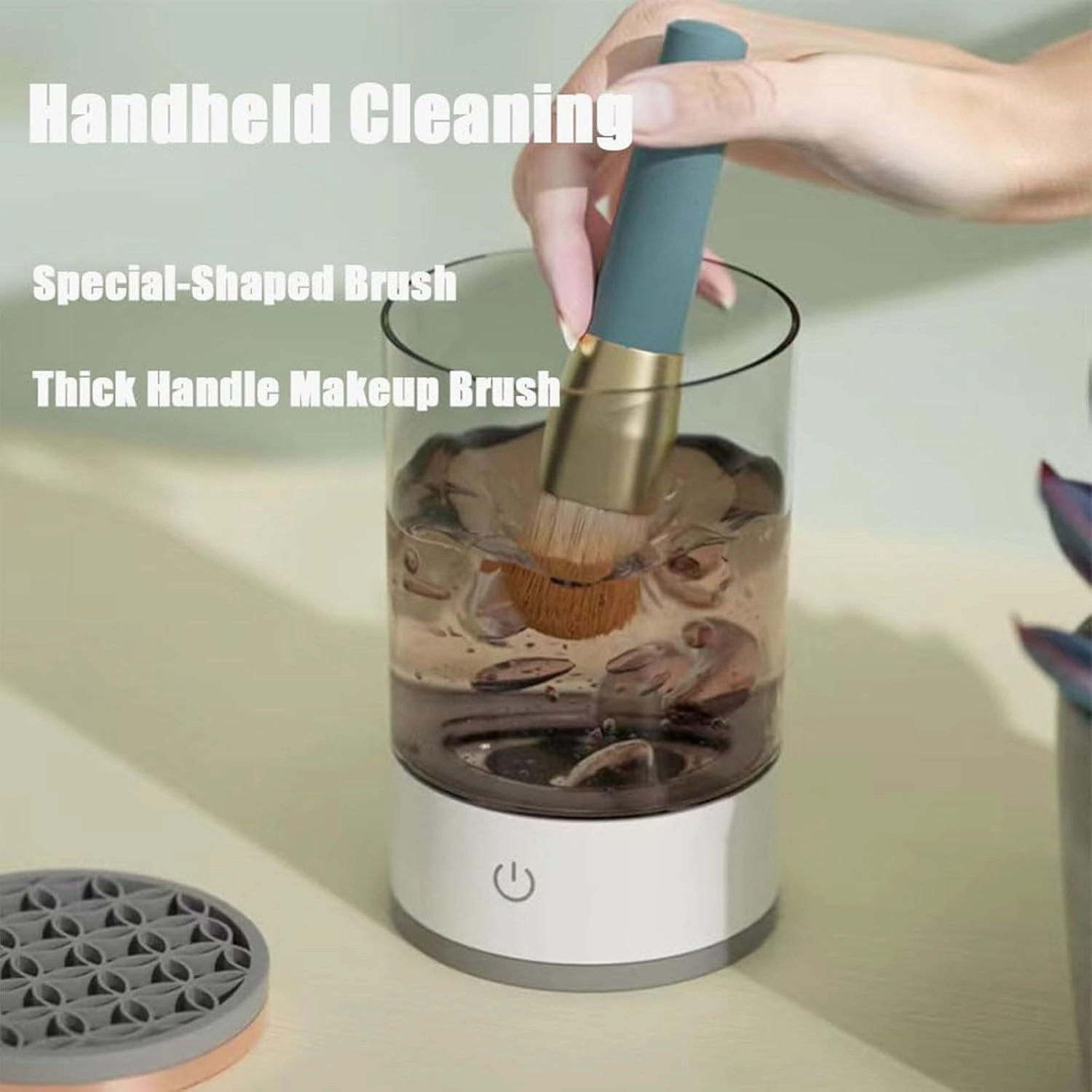 Jfxgjuv Beauty Swirl Cosmetic Brush Cleaner, The Cozy Luna Brush Cleaner, Beautyswirl - Cosmetic Brush Cleaner, Automatic Spinning Makeup Brush Cleaner Machine Deep Cleaning (White White,One Size)