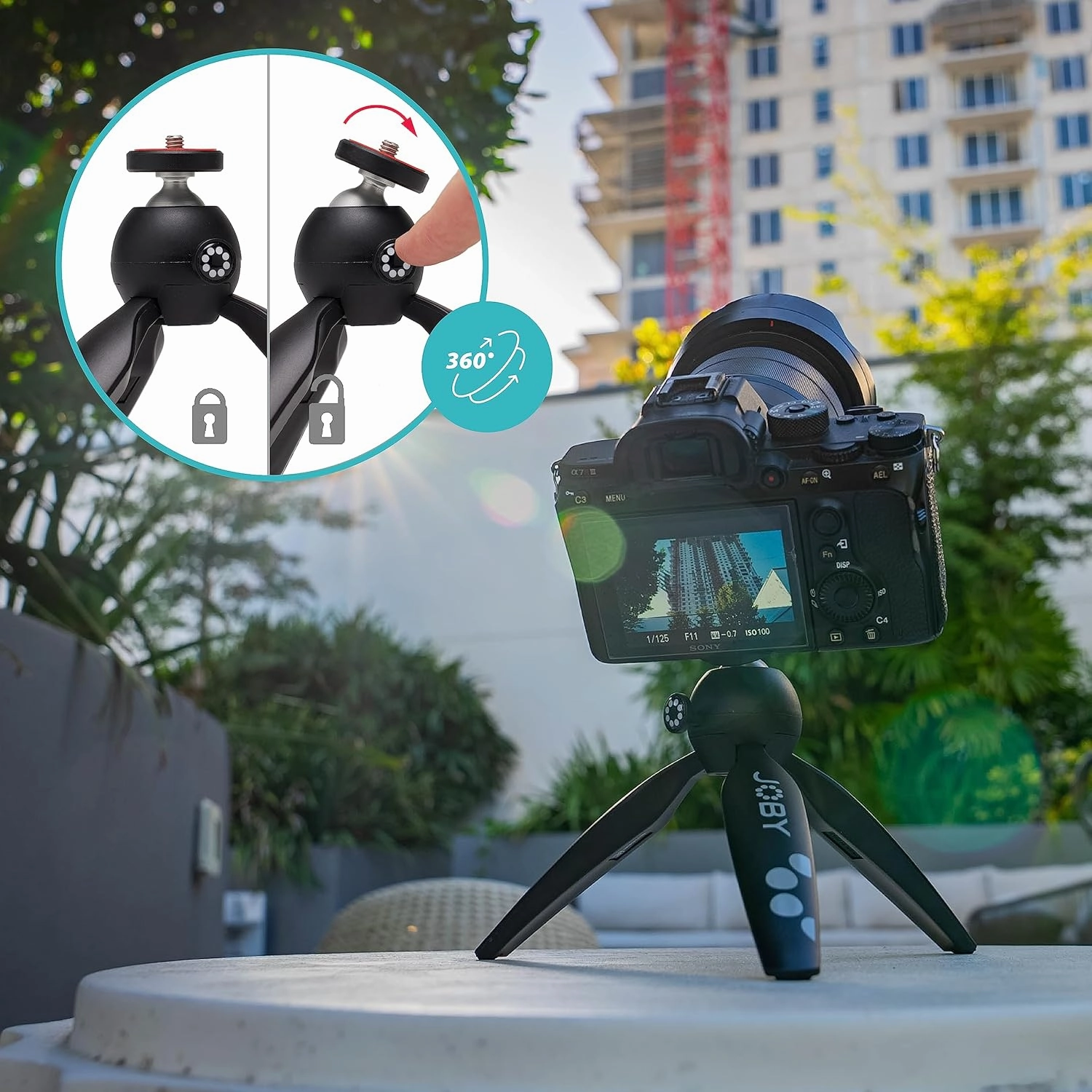 JOBY HandyPod 2, Table Top Tripod with BallHead, Handheld Phone Tripod for Smartphones, Action Cam and Mirrorless Cameras or Devices up to 1.0Kg (2.2lbs), Black