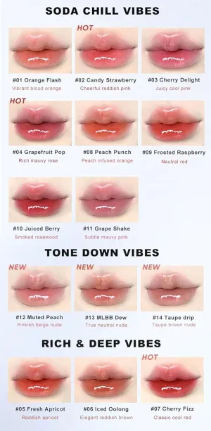Judydolll Ice Watery Lip Gloss, Ice Iron Tinted Lip Tint, Jelly Hydrating Lip Gloss, Long-Lasting Lightweight Lip Tint (#06)