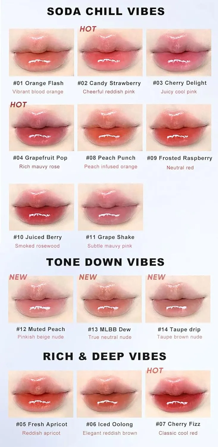 Judydolll Ice Watery Lip Gloss, Ice Iron Tinted Lip Tint, Jelly Hydrating Lip Gloss, Long-Lasting Lightweight Lip Tint (#06)