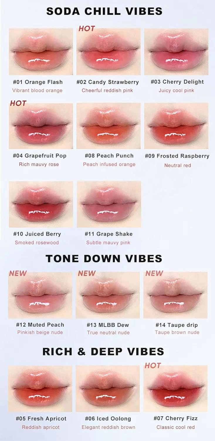 Judydolll Ice Watery Lip Gloss, Ice Iron Tinted Lip Tint, Jelly Hydrating Lip Gloss, Long-Lasting Lightweight Lip Tint (#07)
