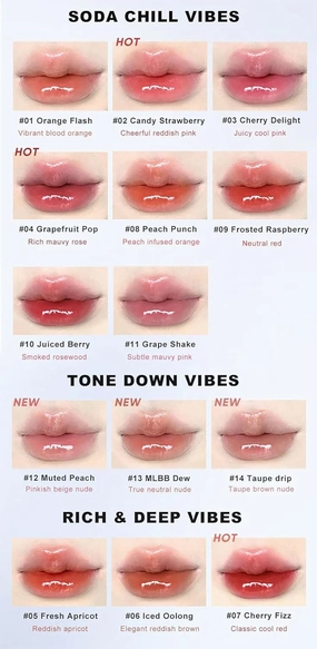 Judydolll Ice Watery Lip Gloss, Ice Iron Tinted Lip Tint, Jelly Hydrating Lip Gloss, Long-Lasting Lightweight Lip Tint (#07)