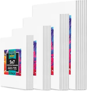 KEFF 24-Pack Bulk Canvas for Painting, 6 of 5x7, 8x10, 9x12, 11x14 Canvas Boards for Painting, Art Supplies for Adults & Kids - 100% Cotton Primed Painting Canvas for Acrylic, Oil, Watercolor, Tempera