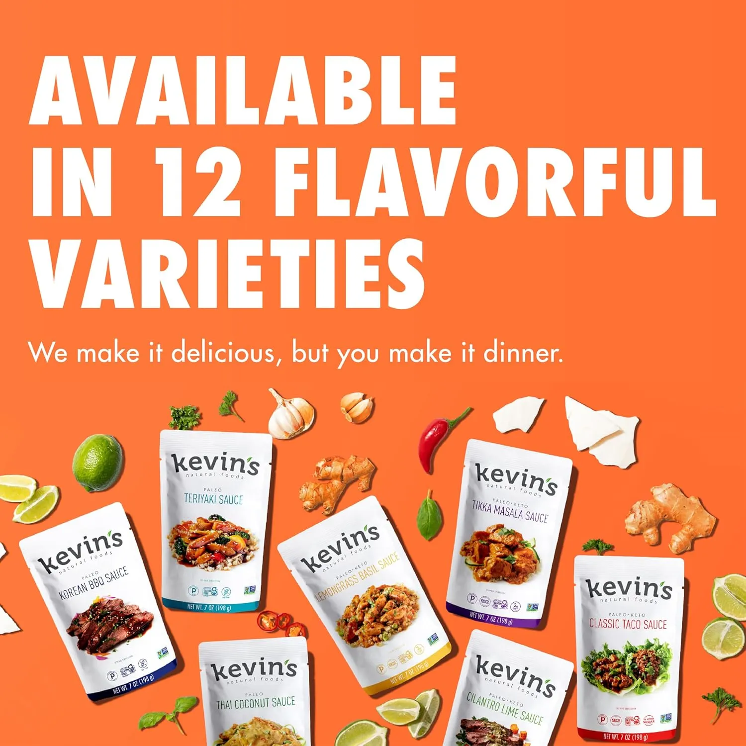 Kevin's Natural Foods Orange Sauce - Keto and Paleo Simmer Stir-Fry Sauce, Gluten Free, No Preservatives, Non-GMO - 3 Pack