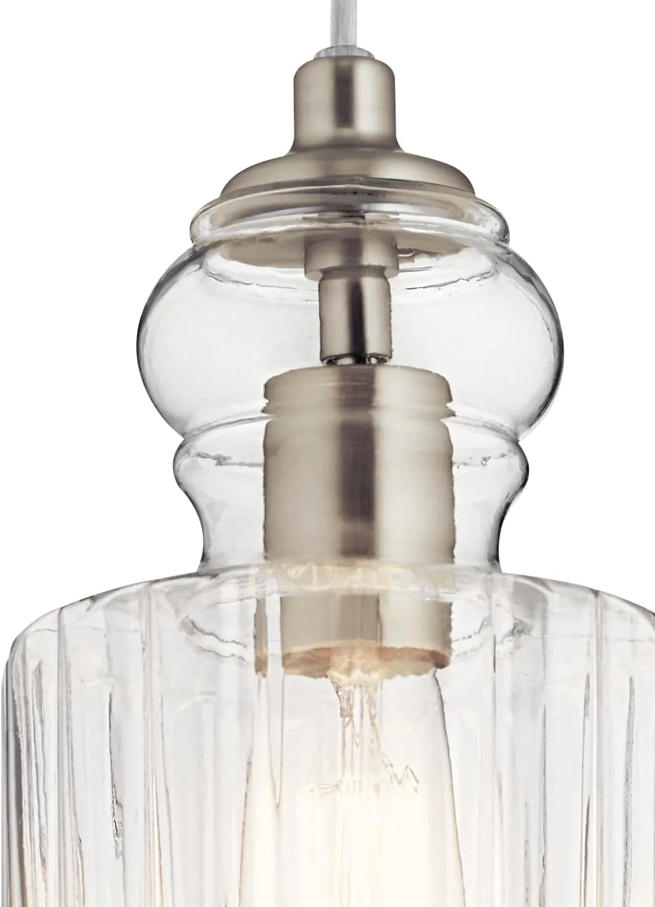 Kichler Lighting Riviera 10.75" 1 Light Pendant with Clear Ribbed Glass in Brushed Nickel