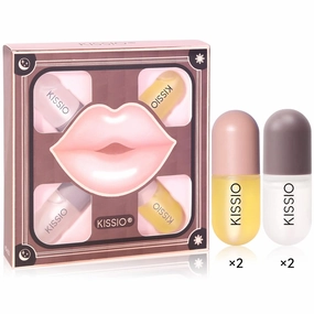 KISSIO Lip Plumper Set,Natural Lip Plumper and Lip Care,Lip Plumper Gloss,Lip Moisturizing,Day and Night Ues,4PCS Lip Plumper,Cruelty Free,5.5 ml*4