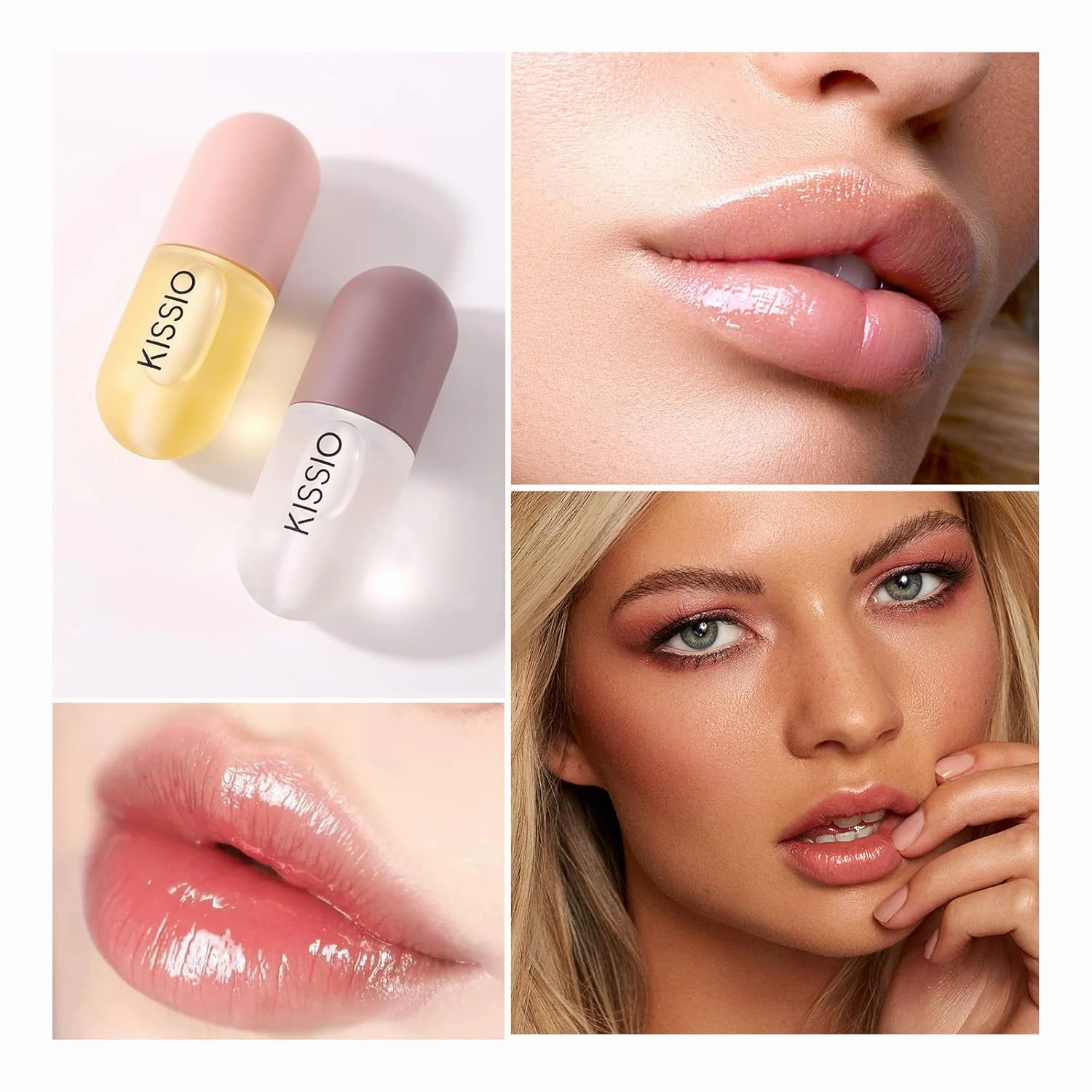 KISSIO Lip Plumper Set,Natural Lip Plumper and Lip Care,Lip Plumper Gloss,Lip Moisturizing,Day and Night Ues,4PCS Lip Plumper,Cruelty Free,5.5 ml*4