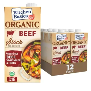 Kitchen Basics Organic Beef Stock, 32 oz (Pack of 12) | No Artificial Flavors and Gluten Free |