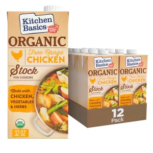 Kitchen Basics Organic Free Range Chicken Stock, 32 oz (Pack of 12) | No Artificial Flavors and Gluten Free |