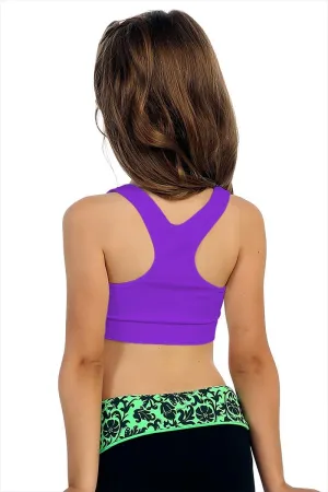 Kurve Girl’s Stretchy Crop Racerback Undershirt Training Sports Bra, UV Protective Fabric, UPF 50 , Made in USA,