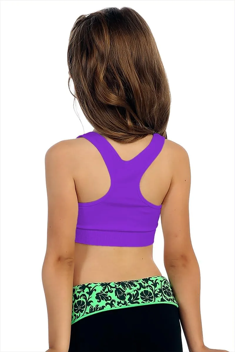 Kurve Girl’s Stretchy Crop Racerback Undershirt Training Sports Bra, UV Protective Fabric, UPF 50 , Made in USA,