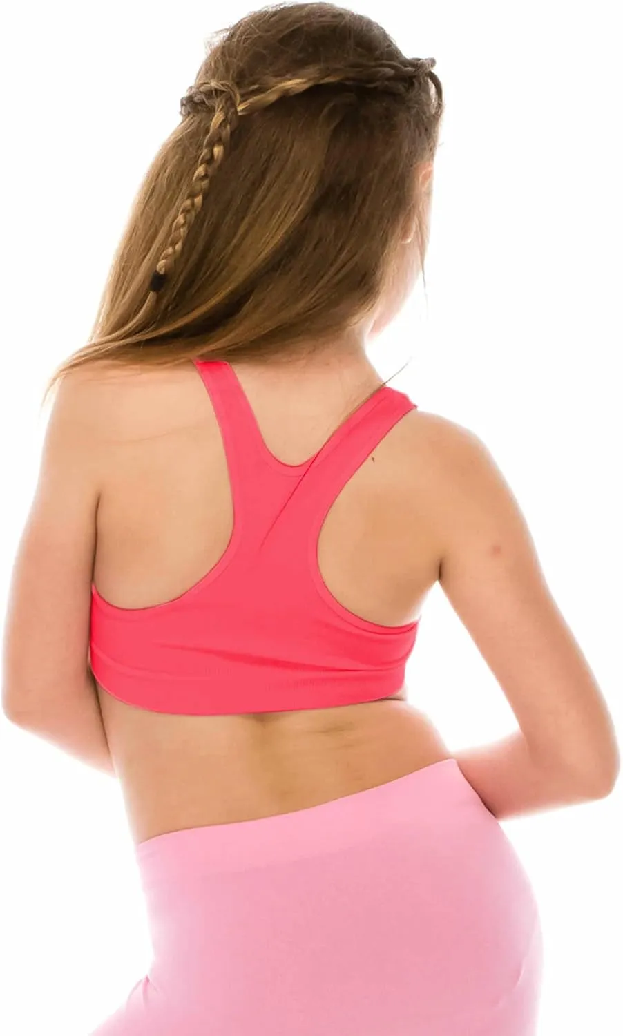Kurve Girl’s Stretchy Crop Racerback Undershirt Training Sports Bra, UV Protective Fabric, UPF 50 , Made in USA,