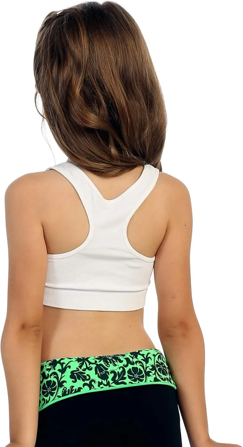 Kurve Girl’s Stretchy Crop Racerback Undershirt Training Sports Bra, UV Protective Fabric, UPF 50 , Made in USA,