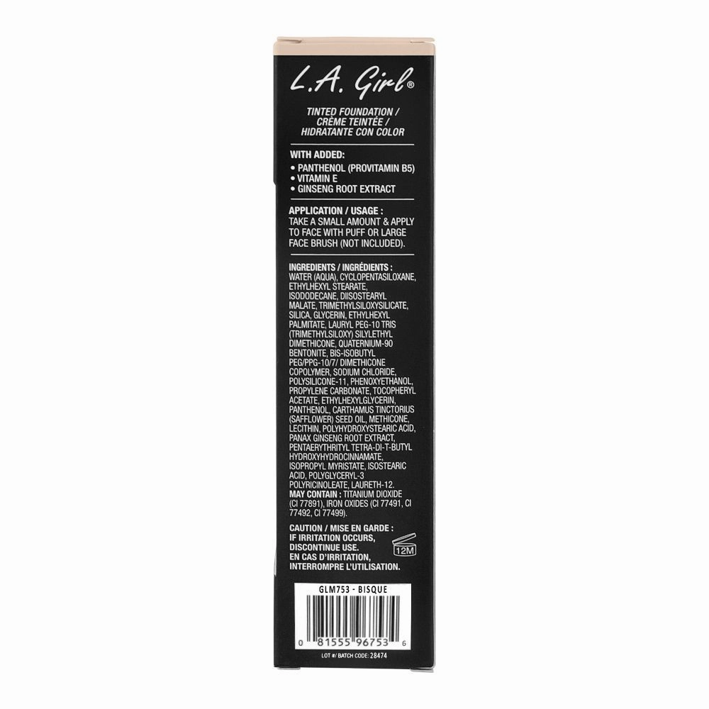 L.A. Girl Tinted Liquid Foundation, 30ml, GLM753 Bisque