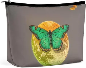 Large Capacity Cosmetic Bag Waterproof Cosmetic Organizer Sun And Moon Green Moth Cosmetic Accessories Organizer for Women/girl