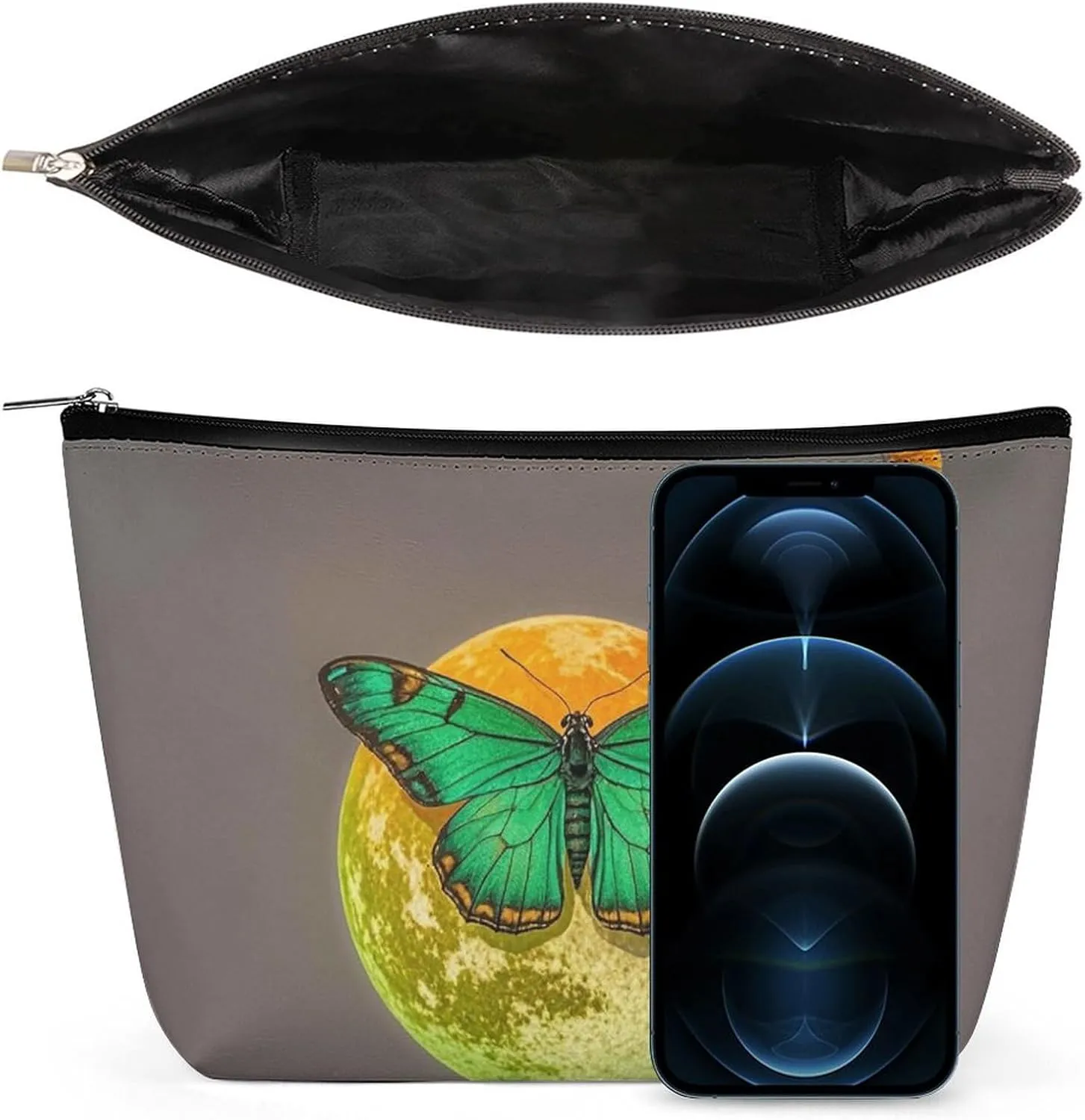 Large Capacity Cosmetic Bag Waterproof Cosmetic Organizer Sun And Moon Green Moth Cosmetic Accessories Organizer for Women/girl